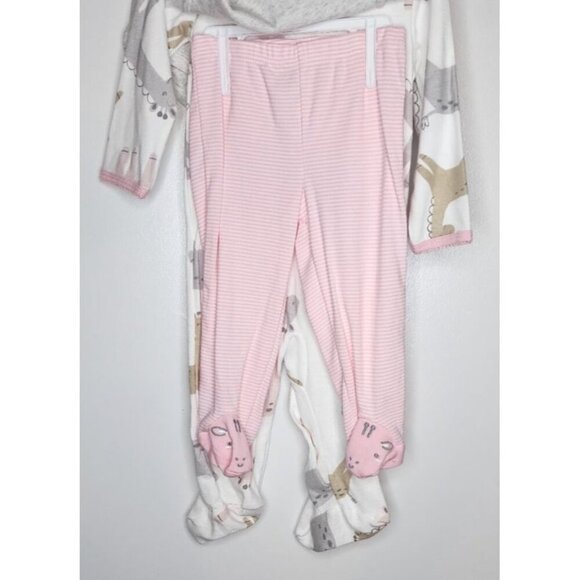 Carter's 3 piece Sleep & Play & Pant Set 9 Months Giraffe pink, white, grey - Picture 6 of 7
